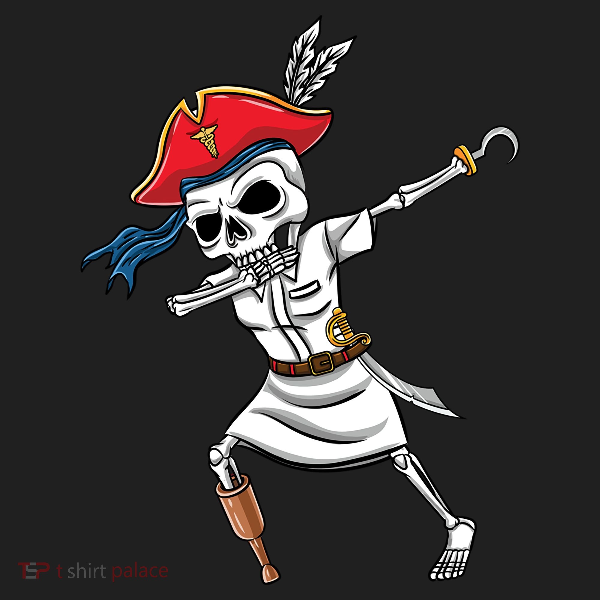Dabbing Skeleton Nurse Pirate Halloween Gift Hat