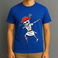 Dabbing Skeleton Nurse Pirate Halloween Gift T-Shirt thumb 3