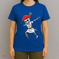 Dabbing Skeleton Nurse Pirate Halloween Gift T-Shirt thumb 4