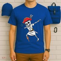 Dabbing Skeleton Nurse Pirate Halloween Gift T-Shirt thumb 6