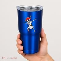 Dabbing Skeleton Nurse Pirate Halloween Gift Tumbler thumb 2