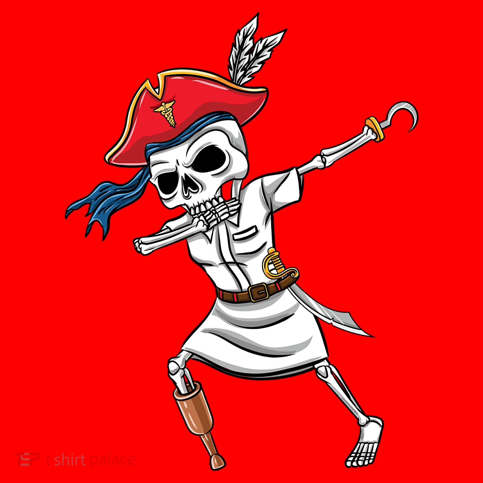 Dabbing Skeleton Nurse Pirate Halloween Gift Santa Hat