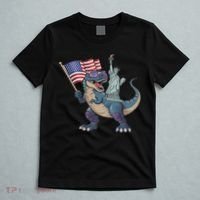 Dino Statue Of Liberty 4th Of July Funny American Flag T-Shirt thumb 5