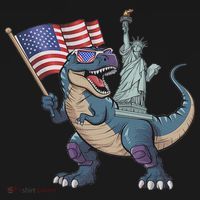 Dino Statue Of Liberty 4th Of July Funny American Flag T-Shirt thumb 7