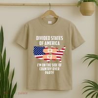 Divided States Of America Patriotic Love Country Over Party T-Shirt thumb 2