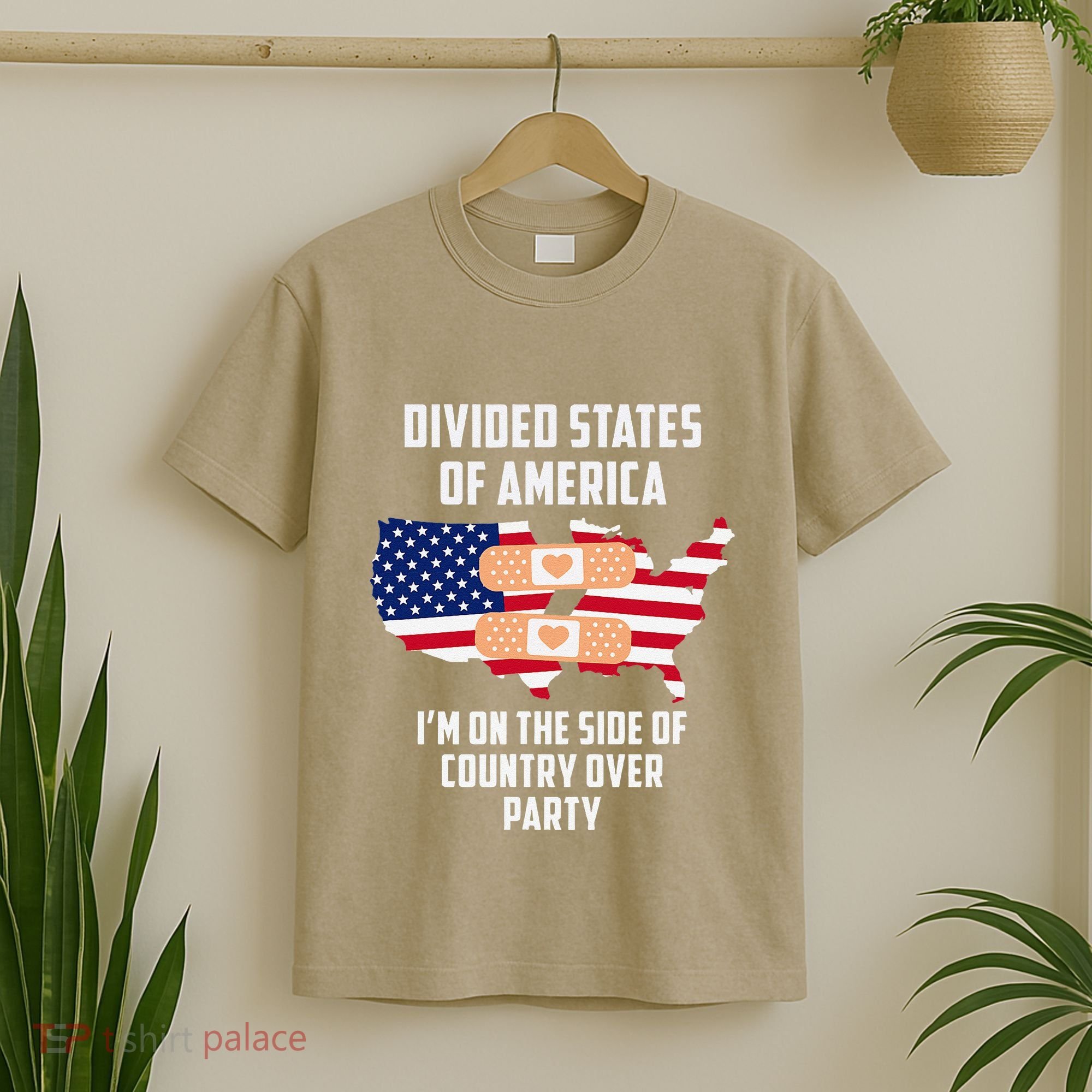 Divided States Of America Patriotic Love Country Over Party T-Shirt