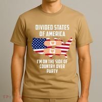Divided States Of America Patriotic Love Country Over Party T-Shirt thumb 3