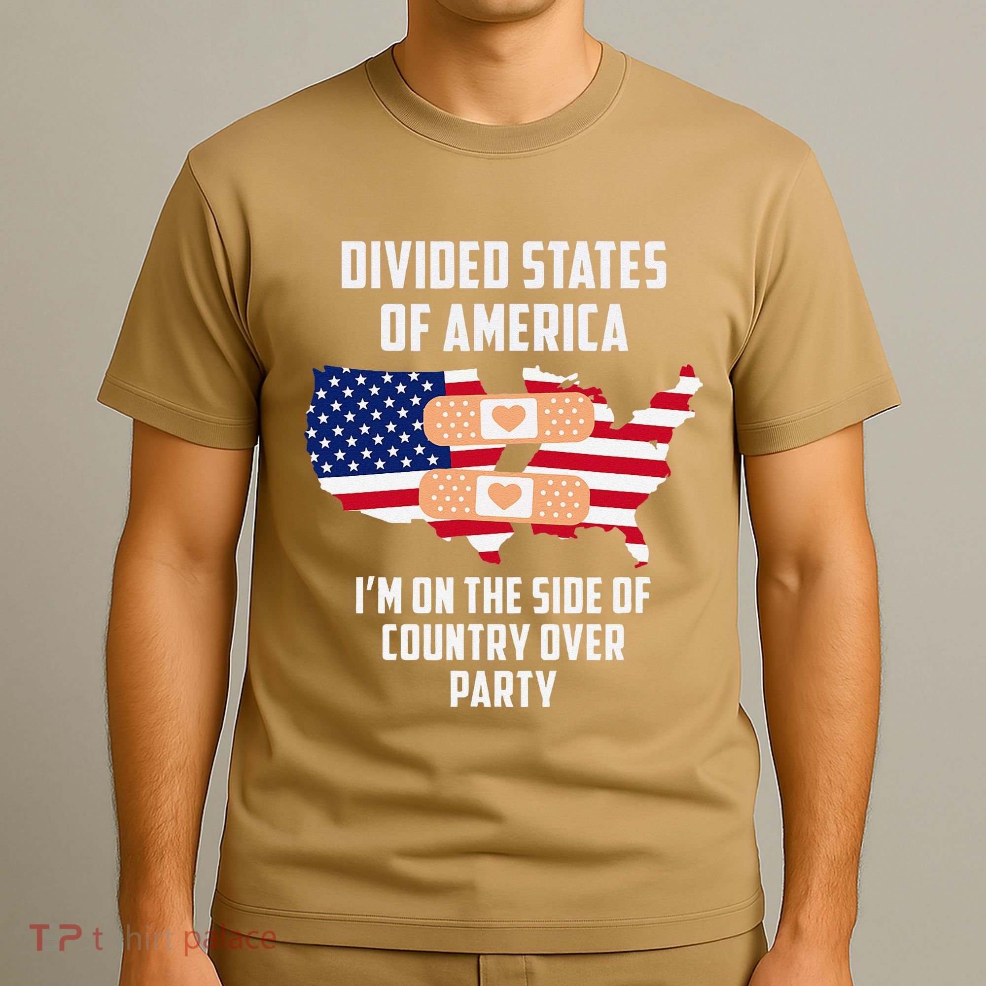Divided States Of America Patriotic Love Country Over Party T-Shirt