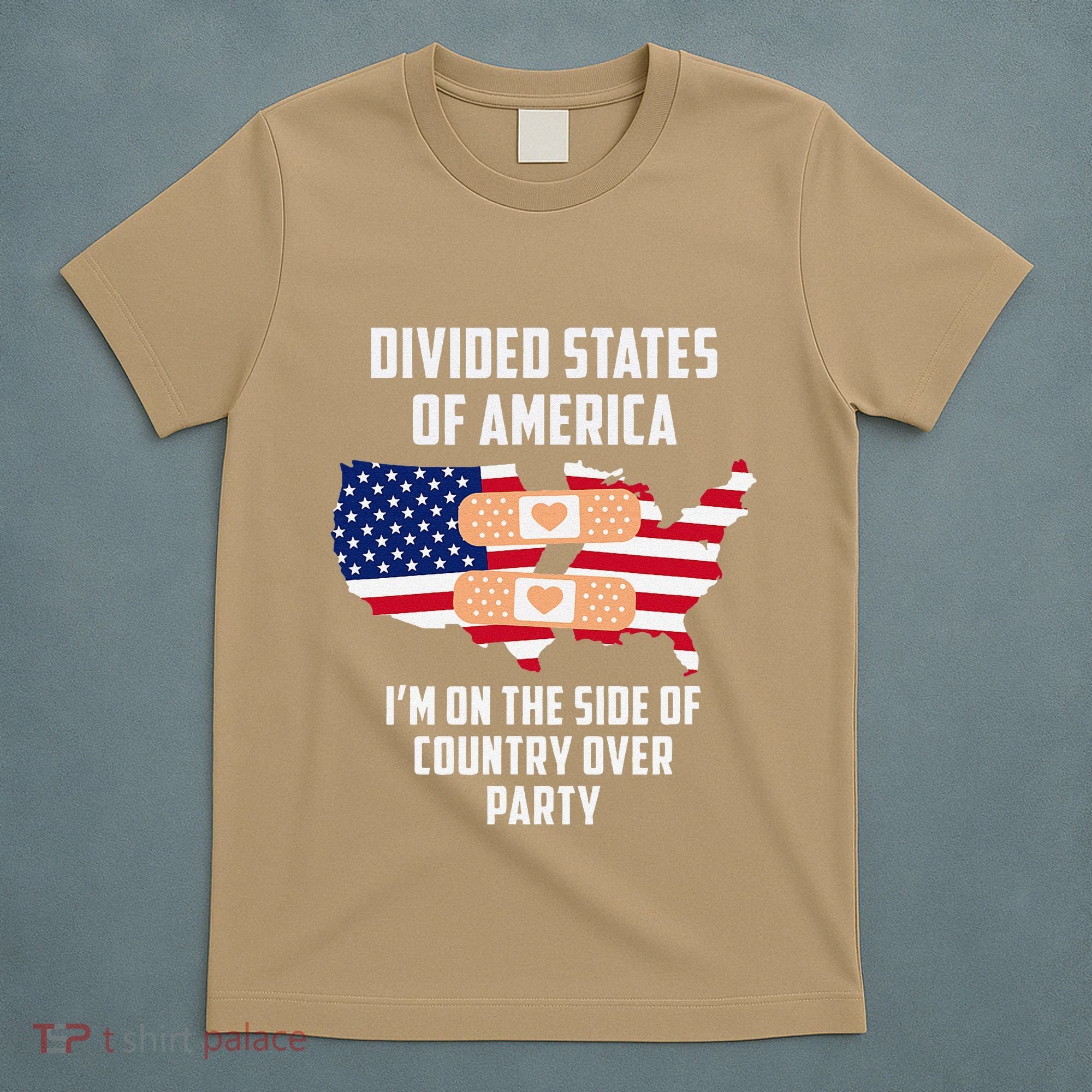 Divided States Of America Patriotic Love Country Over Party T-Shirt