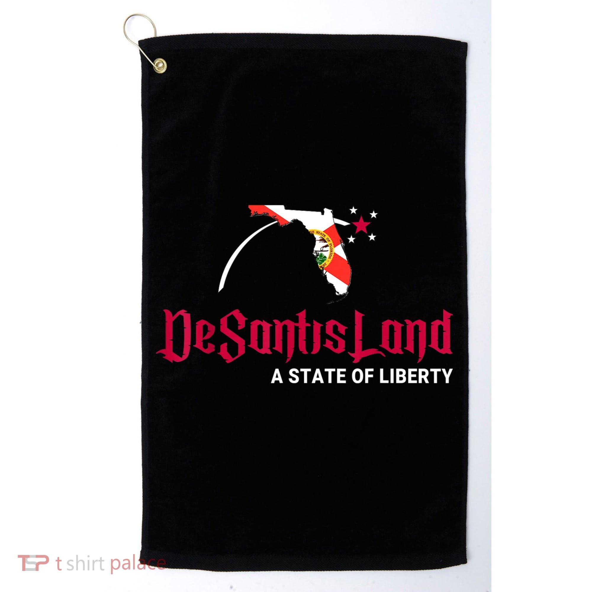 DeSantisLand State Of Liberty Florida Map FL Flag Patriotic Golf Towel