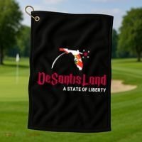 DeSantisLand State Of Liberty Florida Map FL Flag Patriotic Golf Towel thumb 1