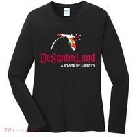 DeSantisLand State Of Liberty Florida Map FL Flag Patriotic Women's Long Sleeve Shirt thumb 0
