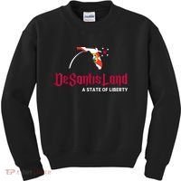 DeSantisLand State Of Liberty Florida Map FL Flag Patriotic Kids Sweatshirt thumb 0