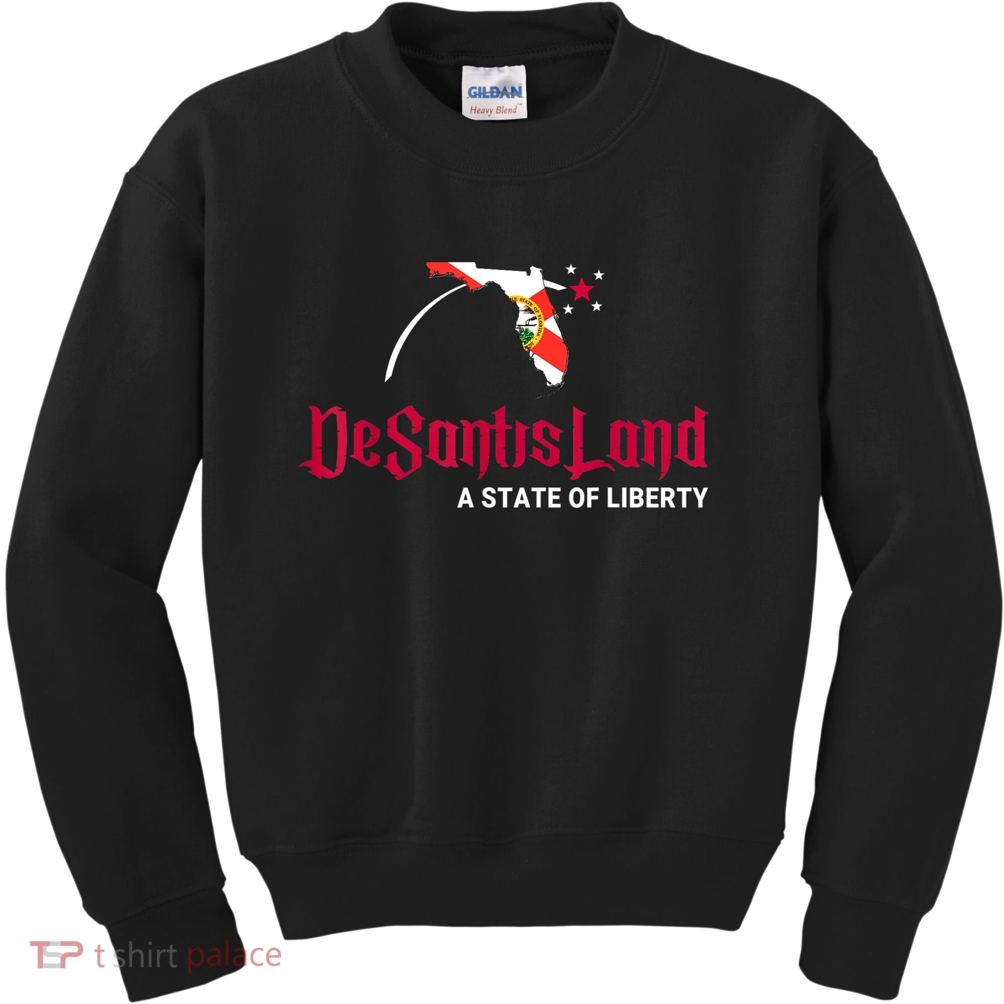 DeSantisLand State Of Liberty Florida Map FL Flag Patriotic Kids Sweatshirt