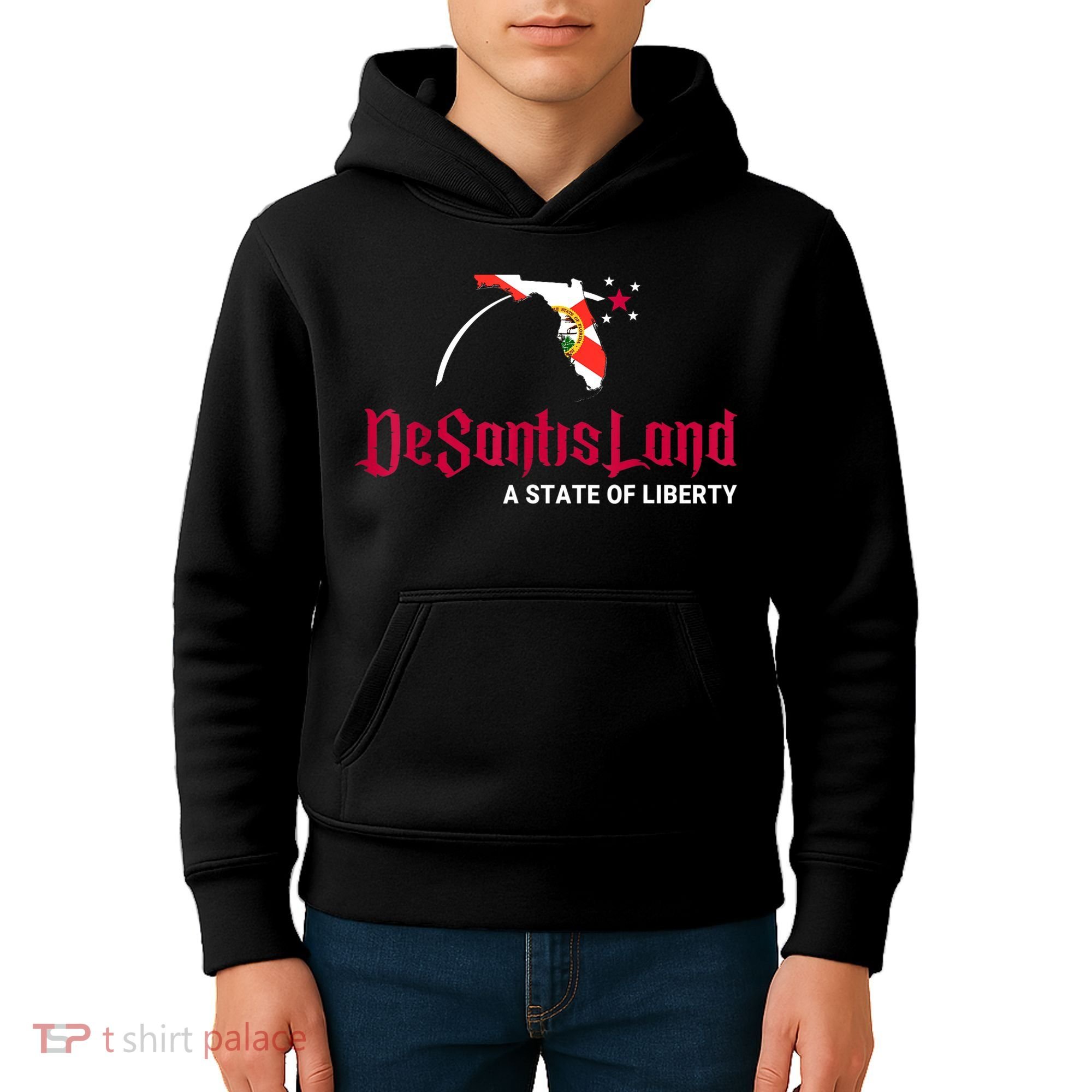 DeSantisLand State Of Liberty Florida Map FL Flag Patriotic Kids Hoodie
