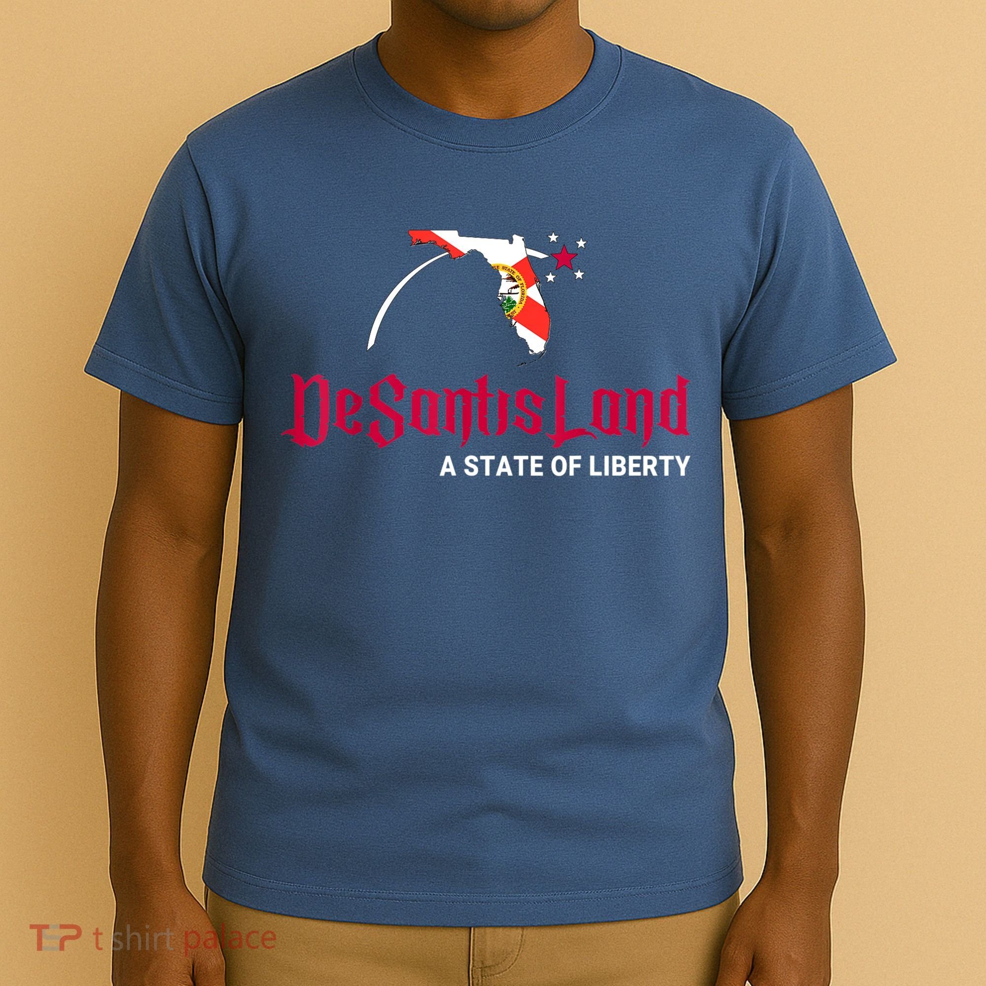 DeSantisLand State Of Liberty Florida Map FL Flag Patriotic T-Shirt