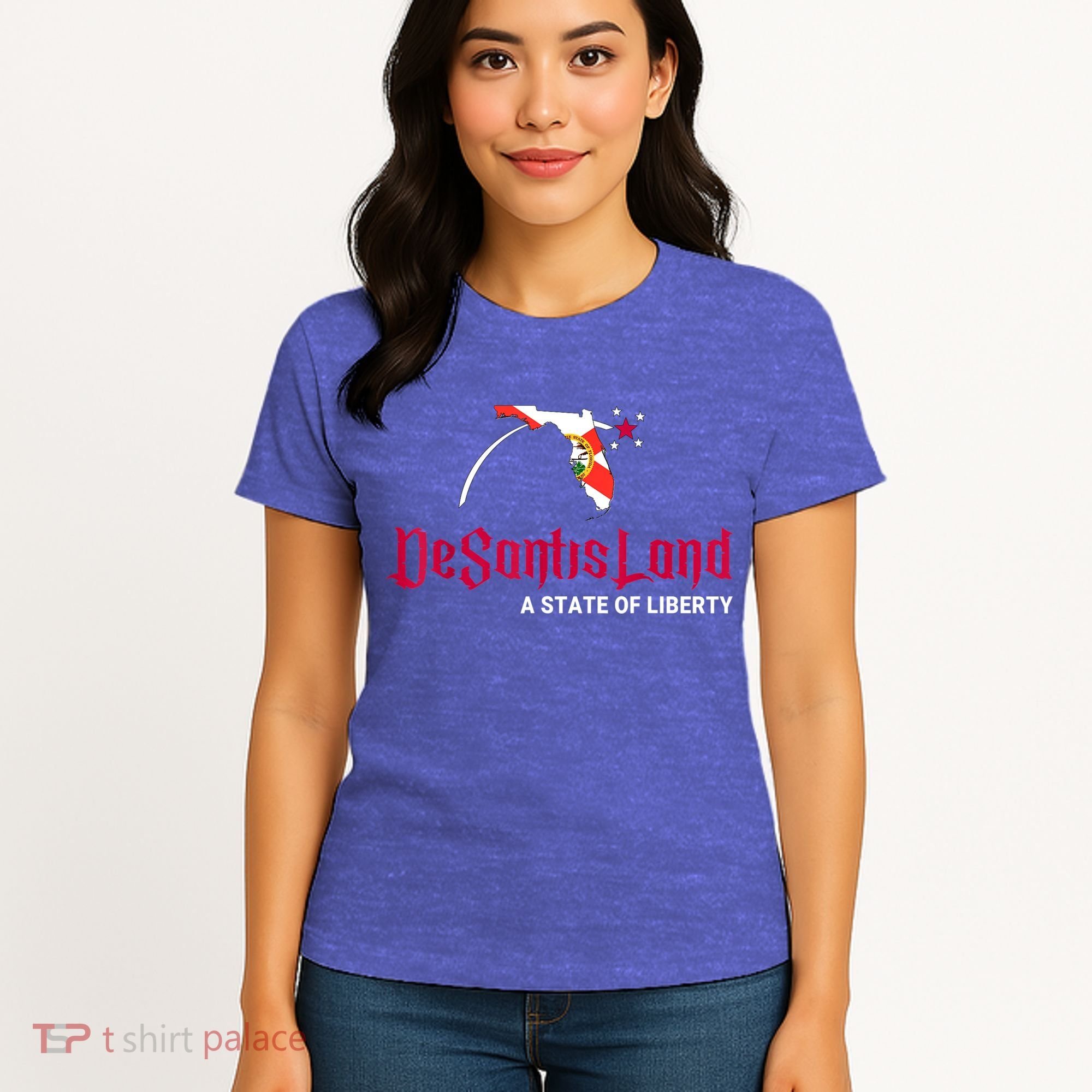 DeSantisLand State Of Liberty Florida Map FL Flag Patriotic Women's T-Shirt