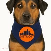 Detroit Simple Orange Logo Front And Back USA-Made Doggie Bandana thumb 2