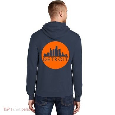 Detroit Simple Orange Logo Front And Back Hoodie back