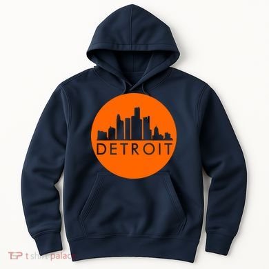 Detroit Simple Orange Logo Front And Back Hoodie