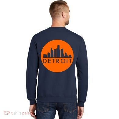 Detroit Simple Orange Logo Front And Back Sweatshirt back