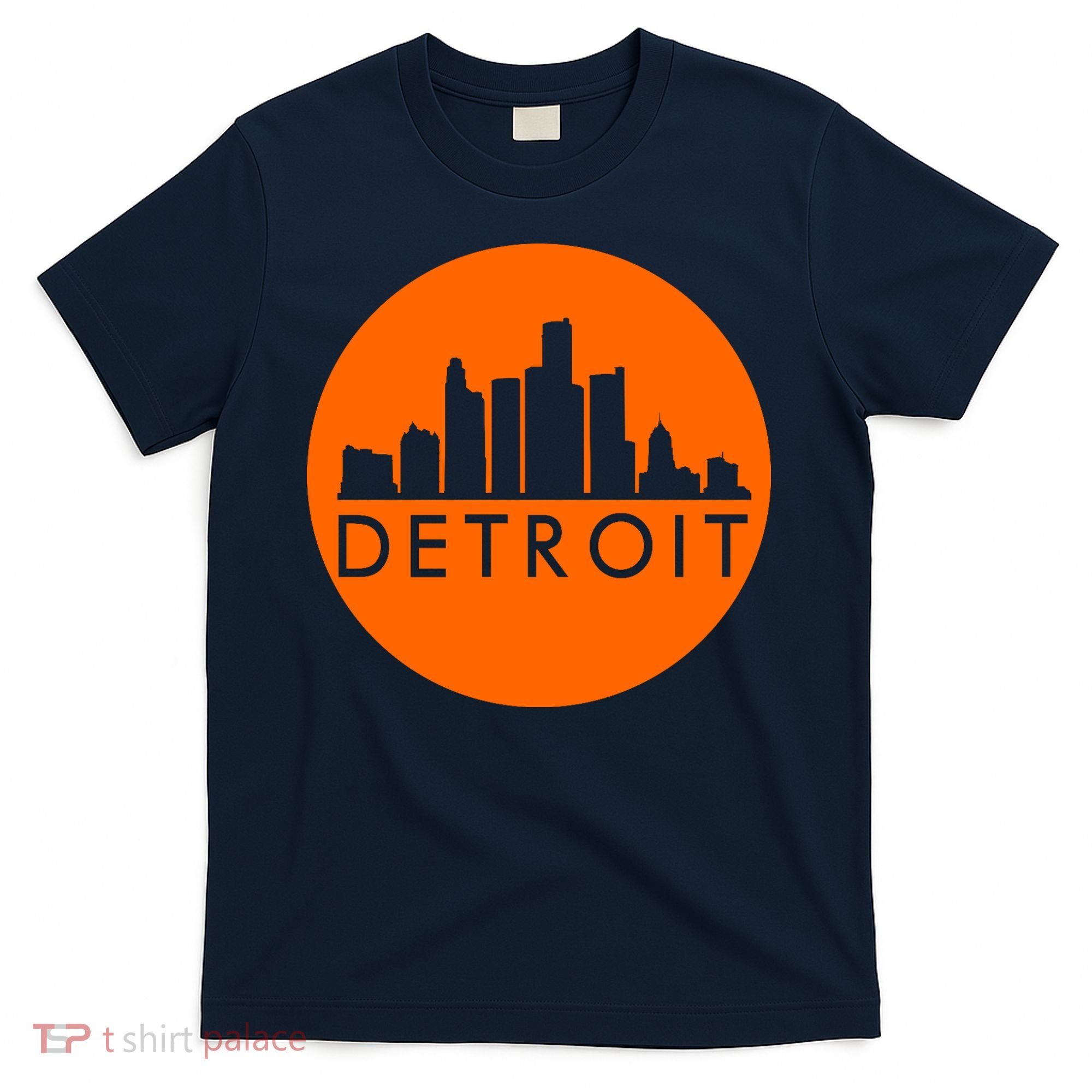 Detroit Simple Orange Logo Front And Back T-Shirt