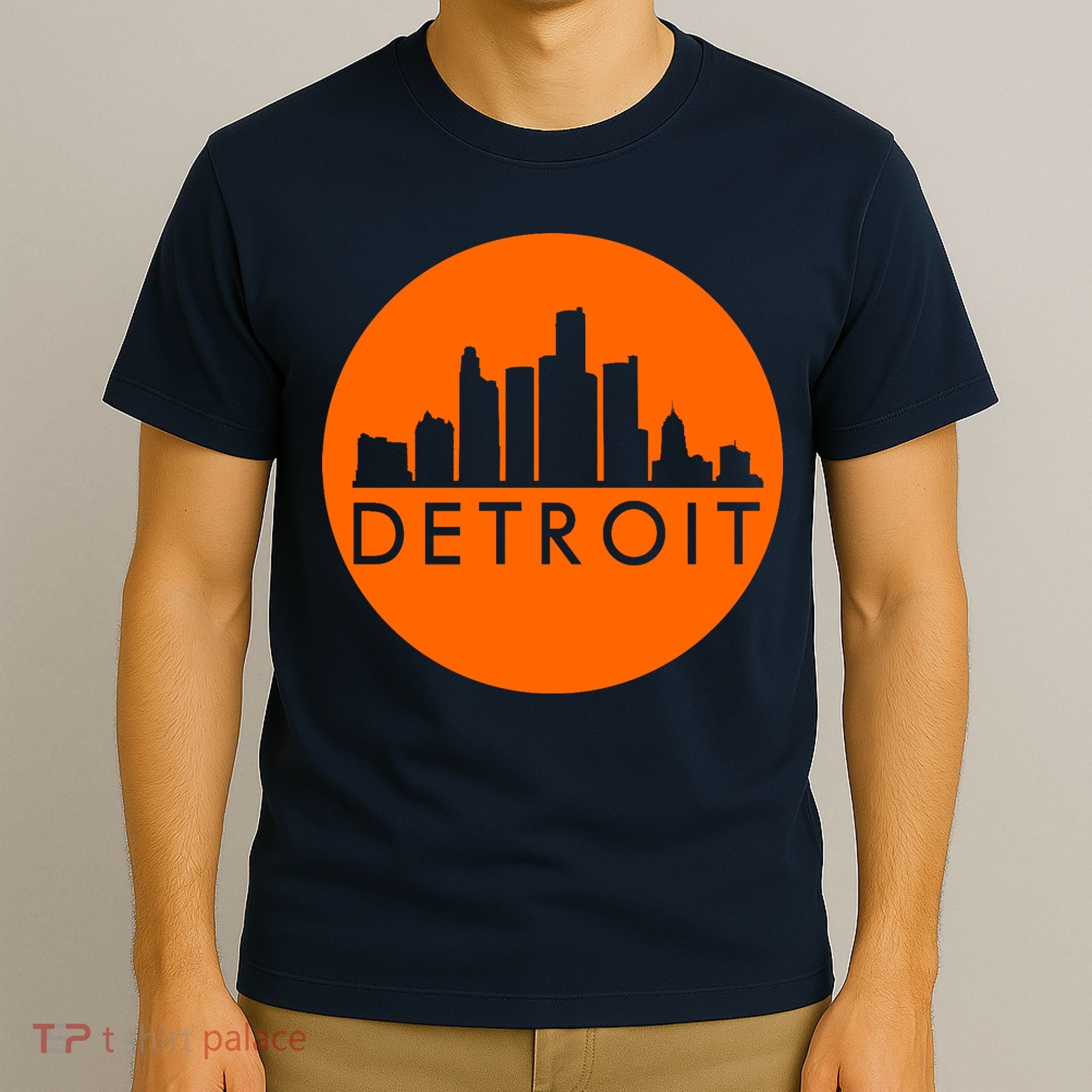 Detroit Simple Orange Logo Front And Back T-Shirt