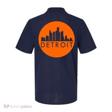 Detroit Simple Orange Logo Front And Back Polo back
