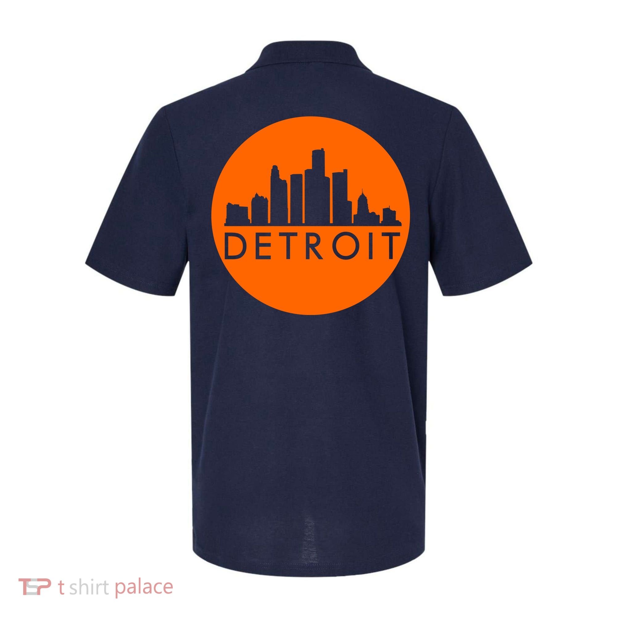 Detroit Simple Orange Logo Front And Back Polo