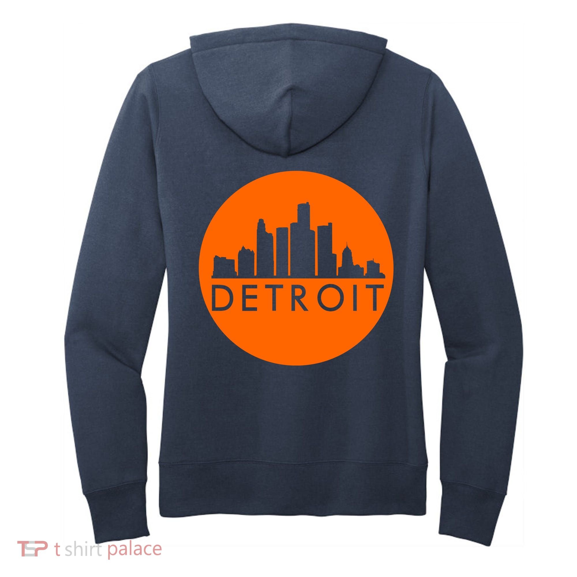 Detroit Simple Orange Logo Front And Back Women's Hoodie