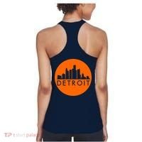 Detroit Simple Orange Logo Front And Back Women's Tank Top thumb 1