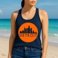 Detroit Simple Orange Logo Front And Back Women's Tank Top thumb 2