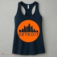 Detroit Simple Orange Logo Front And Back Women's Tank Top thumb 3