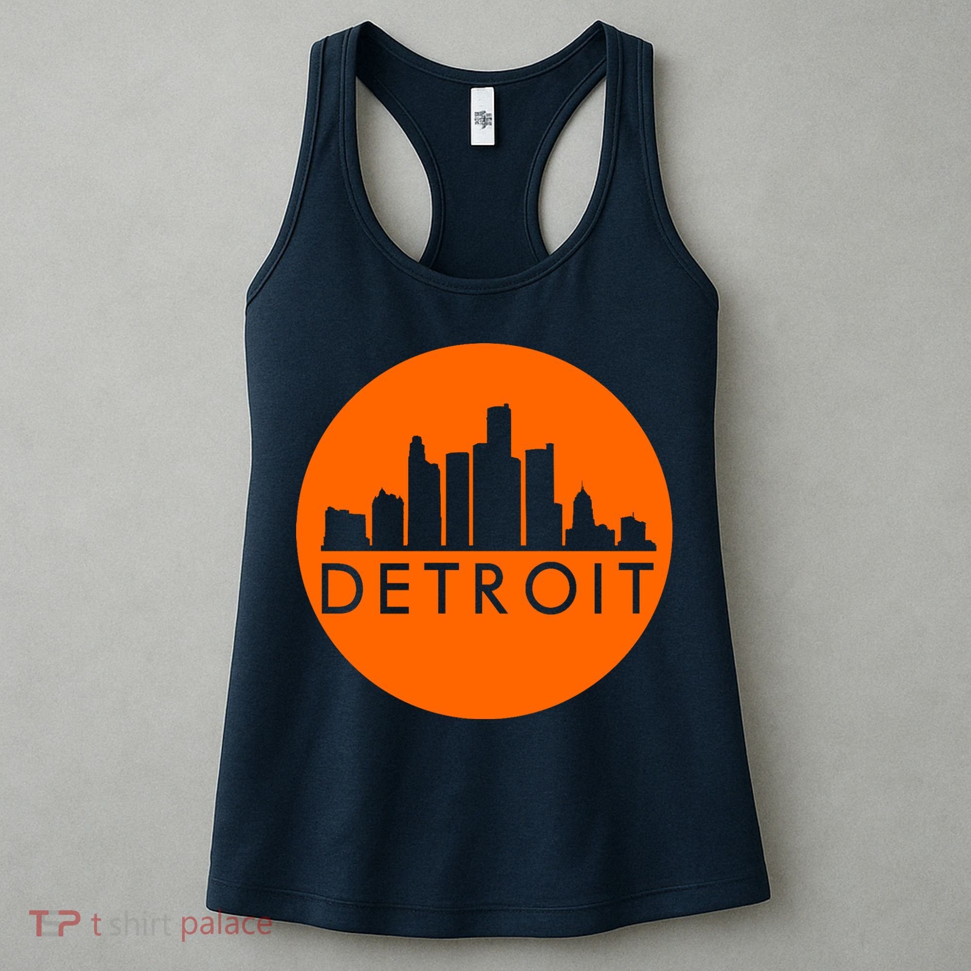 Detroit Simple Orange Logo Front And Back Women's Tank Top