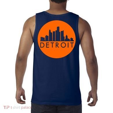 Detroit Simple Orange Logo Front And Back Tank Top back