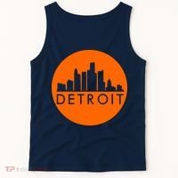 Detroit Simple Orange Logo Front And Back Tank Top thumb 5
