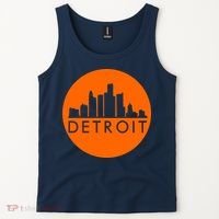 Detroit Simple Orange Logo Front And Back Tank Top thumb 2