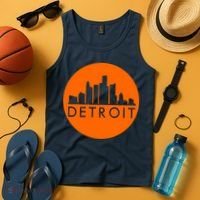 Detroit Simple Orange Logo Front And Back Tank Top thumb 4