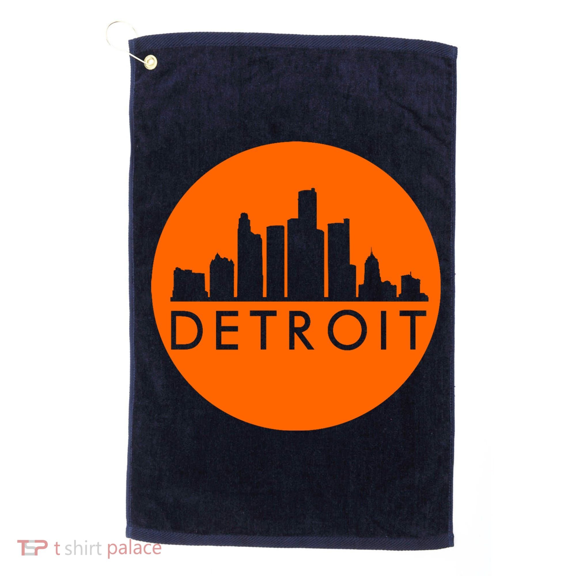 Detroit Simple Orange Logo Front And Back Golf Towel