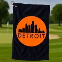 Detroit Simple Orange Logo Front And Back Golf Towel thumb 2