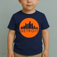 Detroit Simple Orange Logo Front And Back Toddler T-Shirt thumb 2