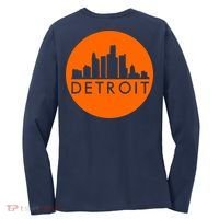 Detroit Simple Orange Logo Front And Back Women's Long Sleeve Shirt thumb 1