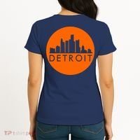 Detroit Simple Orange Logo Front And Back Women's T-Shirt thumb 1