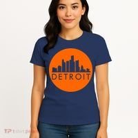 Detroit Simple Orange Logo Front And Back Women's T-Shirt thumb 4