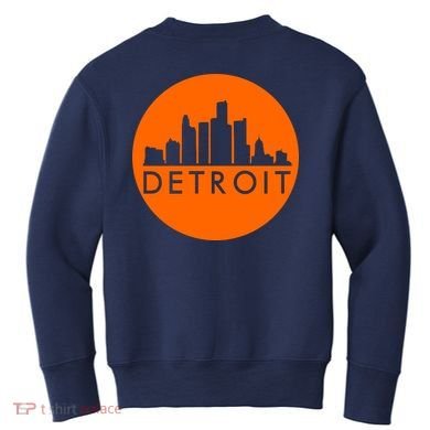 Detroit Simple Orange Logo Front And Back Kids Sweatshirt back
