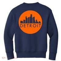 Detroit Simple Orange Logo Front And Back Kids Sweatshirt thumb 1