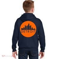 Detroit Simple Orange Logo Front And Back Kids Hoodie thumb 1