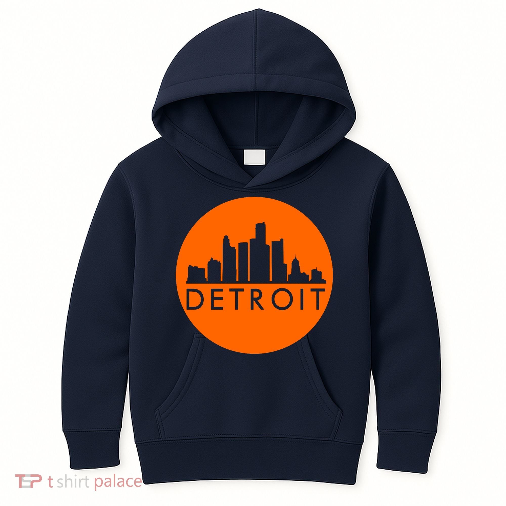 Detroit Simple Orange Logo Front And Back Kids Hoodie