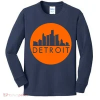 Detroit Simple Orange Logo Front And Back Kids Long Sleeve Shirt thumb 0
