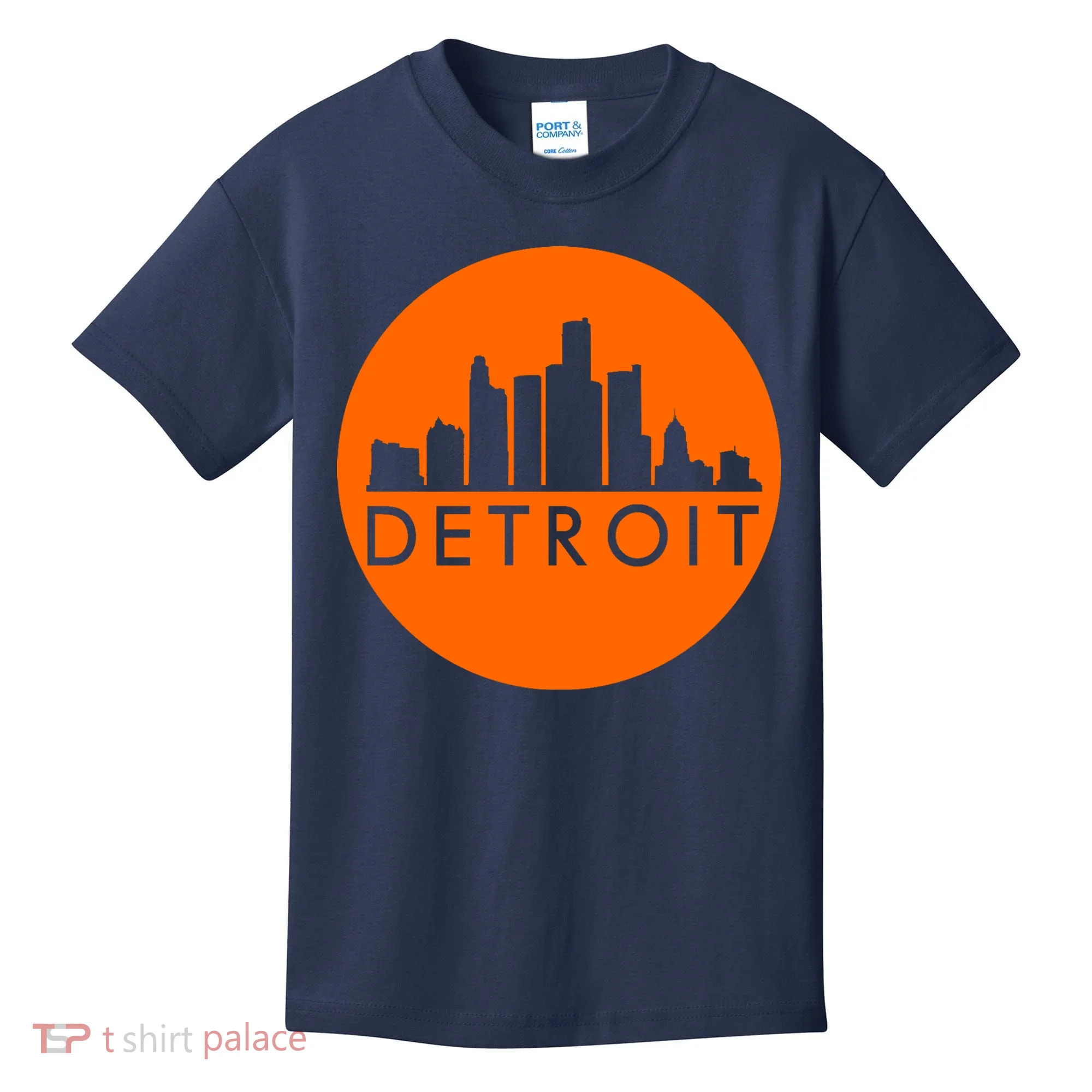 Detroit Simple Orange Logo Front And Back Kids T-Shirt